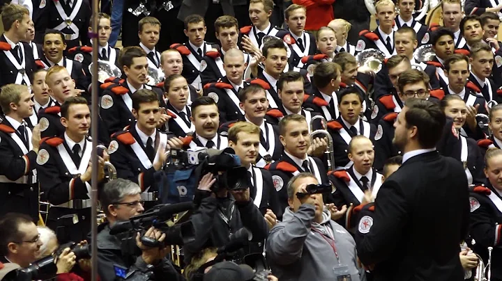 Ohio State Marching Band Urban Meyer and Team at Skull Session plus Sloopy OSU vs Mich St 11 21 2015