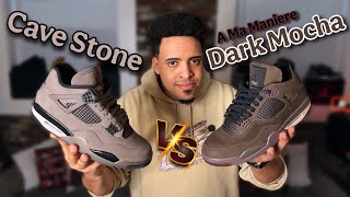 A Ma Maniere 4 Dark Mocha Vs Cave Stone Jordan 4, Pick One