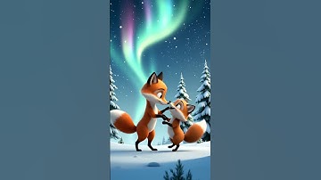 Aurora Borealis Boogie! ✨ Cute Fox & Bear Cub Dance Under Northern Lights
