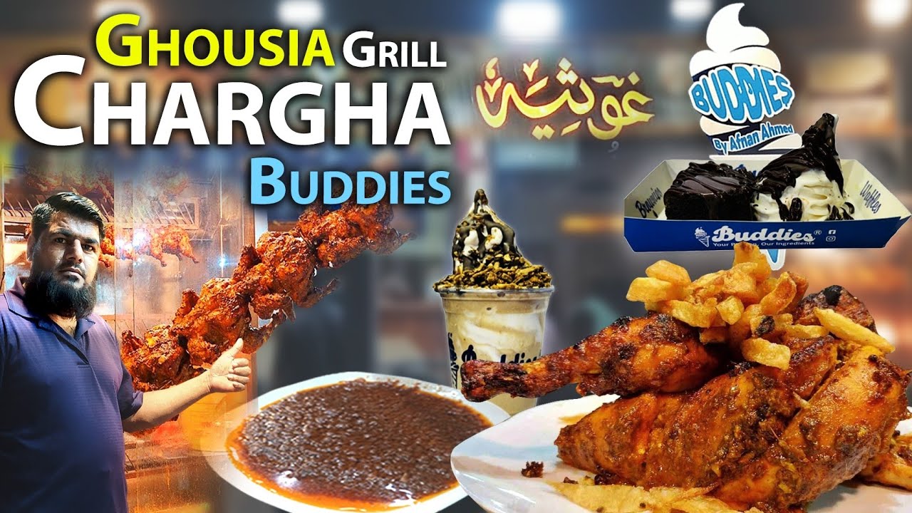 Ghousia Grill Chicken Chargha - Buddies Ice cream 🍨 - Hussainabad Food Street Karachi Pakistan.