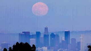 Supermoon over Downtown Los Angeles, August 10, 2014