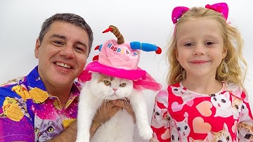 Nastya và bố tổ chức sinh nhật cho mèo