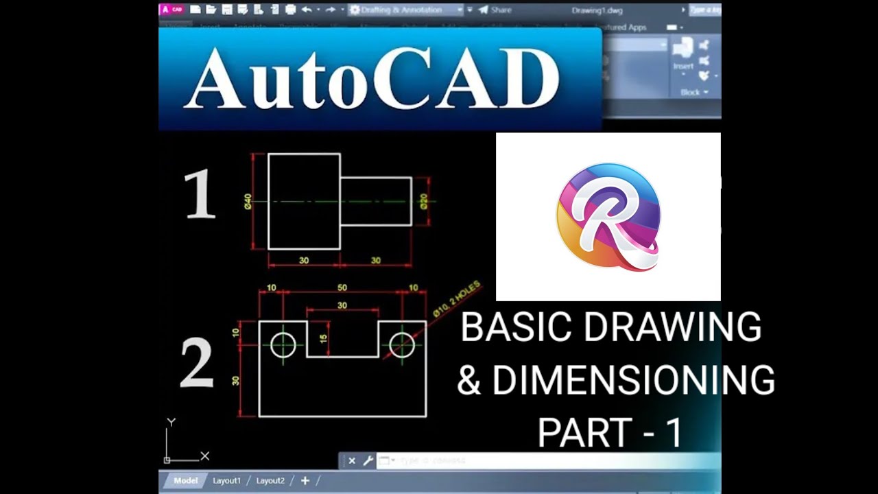 Autocad Basic learning in Hindi part - 1 Drawing orthographic views ...