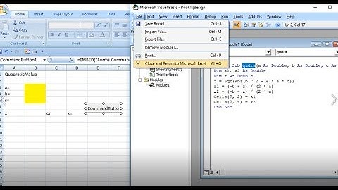 Quadratic Equation Excel VBA
