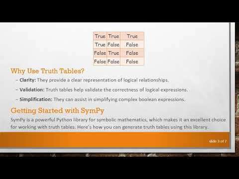 Manipulating Truth Tables in Python: A Guide to Using SymPy