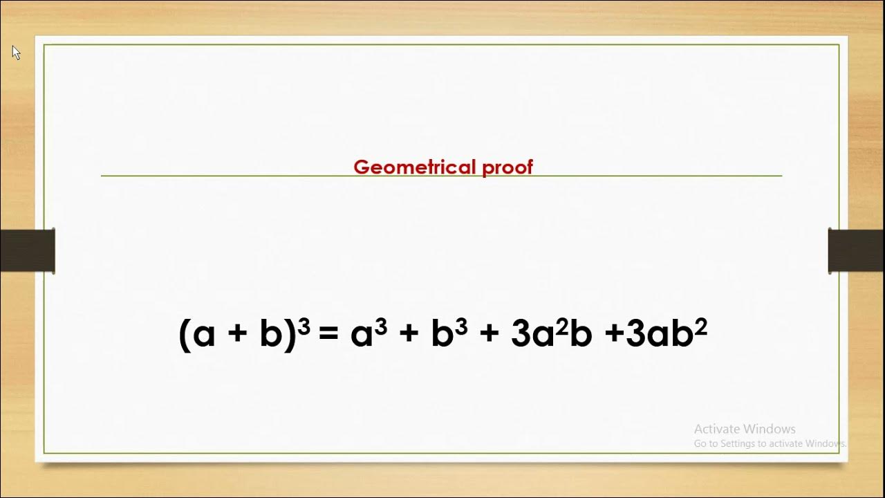 Geometrical proof of a +b whole cube formulae in Telugu by Swarna