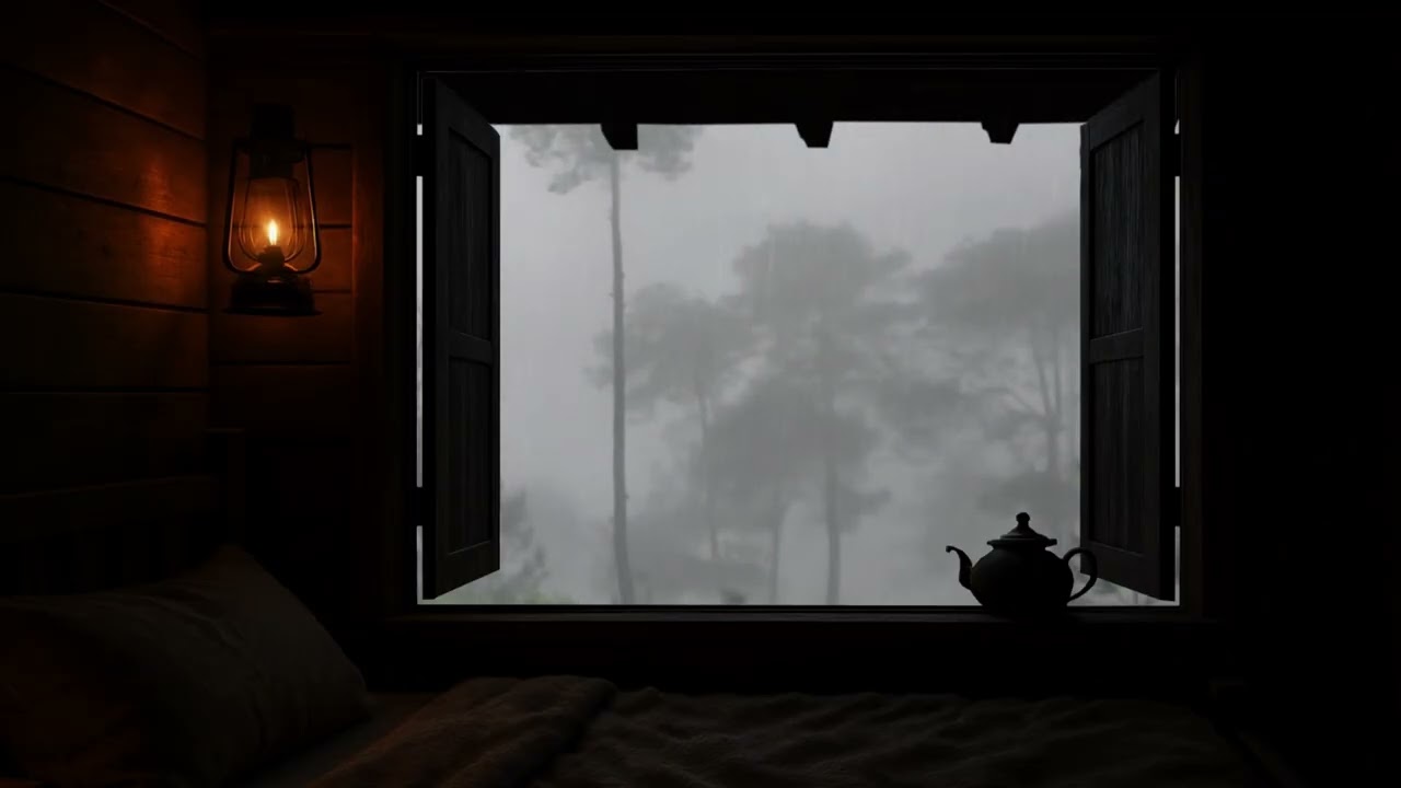 Silent Cabin in the Rainstorm 🌧️ Heavy Rain & Thunder Sounds for Sleep & Relaxation