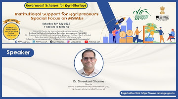 Institutional Support for Agripreneurs Special Focus on MSMEs