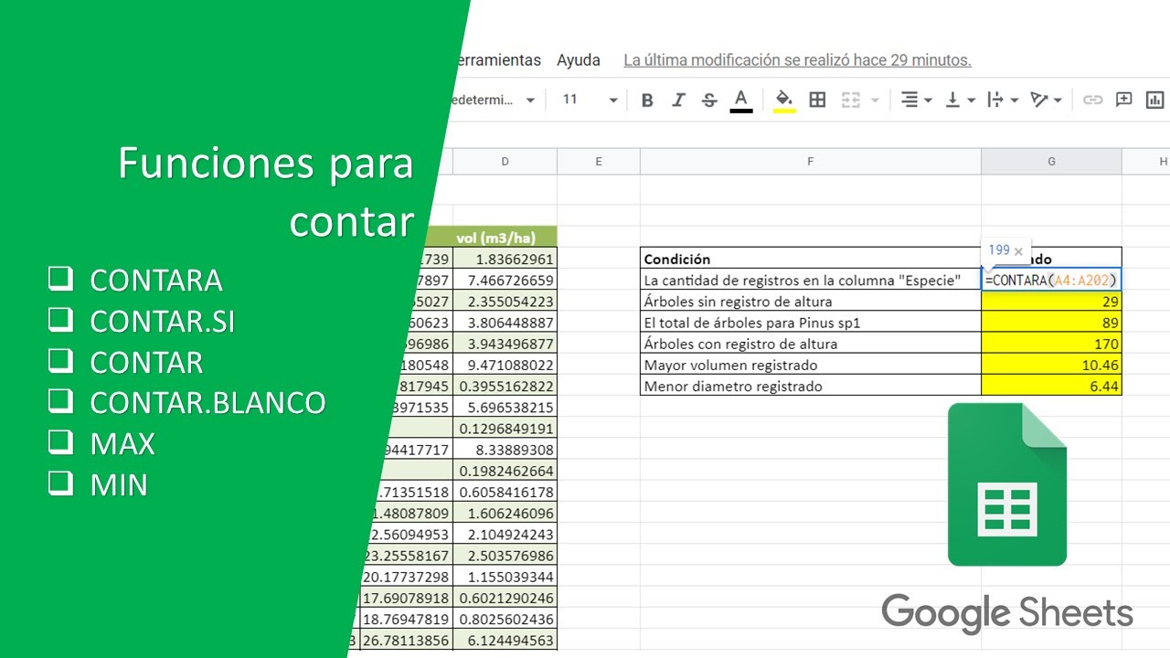 Suma Si Google Sheets Funciones para contar en Google Sheets - YouTube