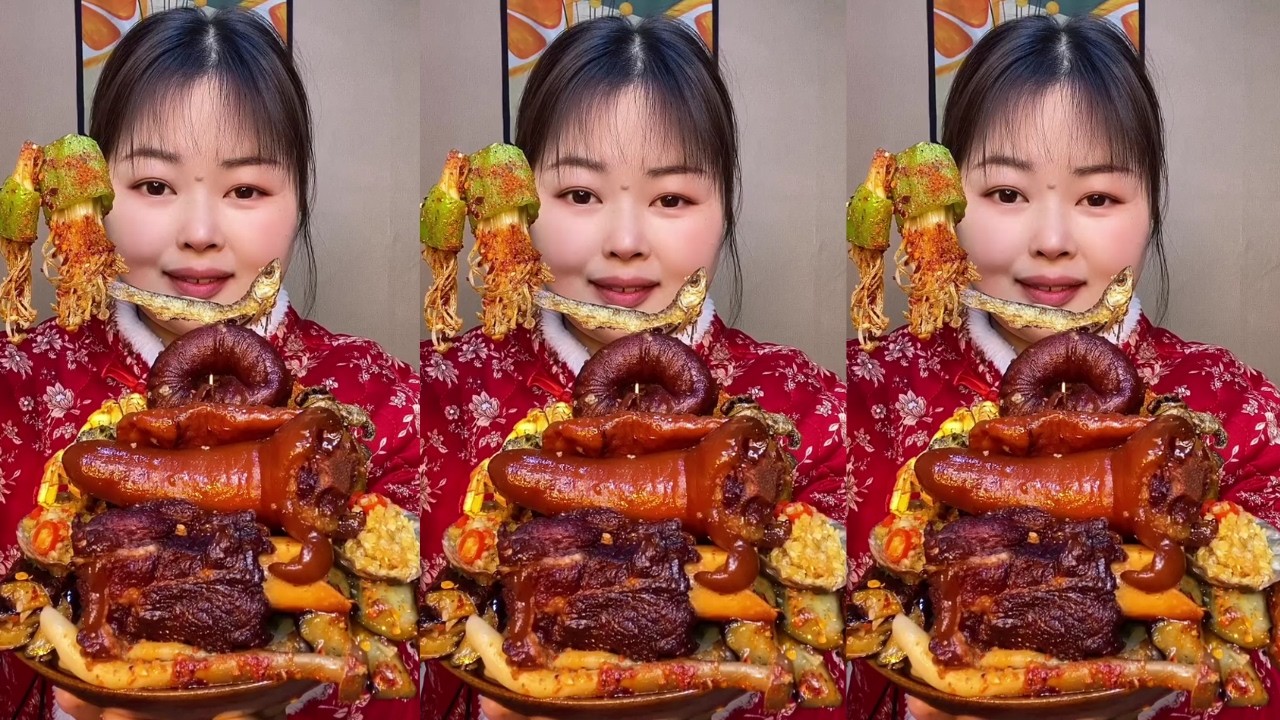 Rural Food ASMR – Braised Pork Ribs & Pig’s Tails Eating Show | So Delicious🍖🔥