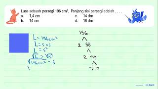 The area of ​​a square is 196 cm^2. The length of the side of the square is ....