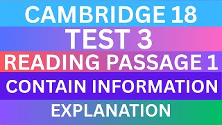 Cambridge IELTS 18 Test 3 Reading Passage 1 (Q1–4) | Contain Information Explanation & Tips Cambridge IELTS 18 Test 3 Reading Passage 1 (Q1–4) | Contain Information Explanation & Tips