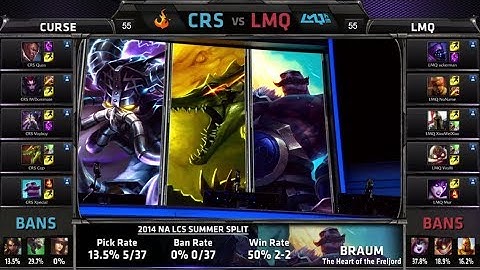 Curse vs LMQ | S4 NA LCS Summer split 2014 W4D2 | LMQ vs Curse | CRS vs LMQ G1 Full game HD