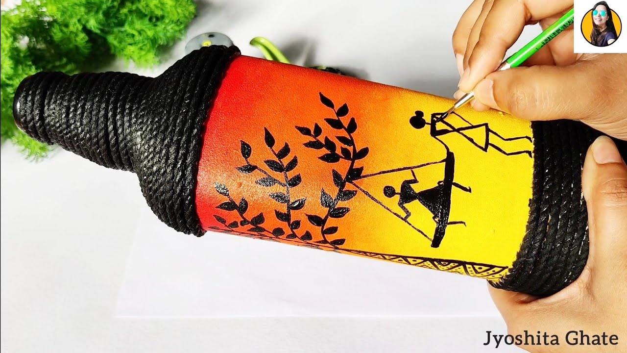 DIY Bottle Craft| Bottle Art| DIY Bottle Painting| Warli Painting ...