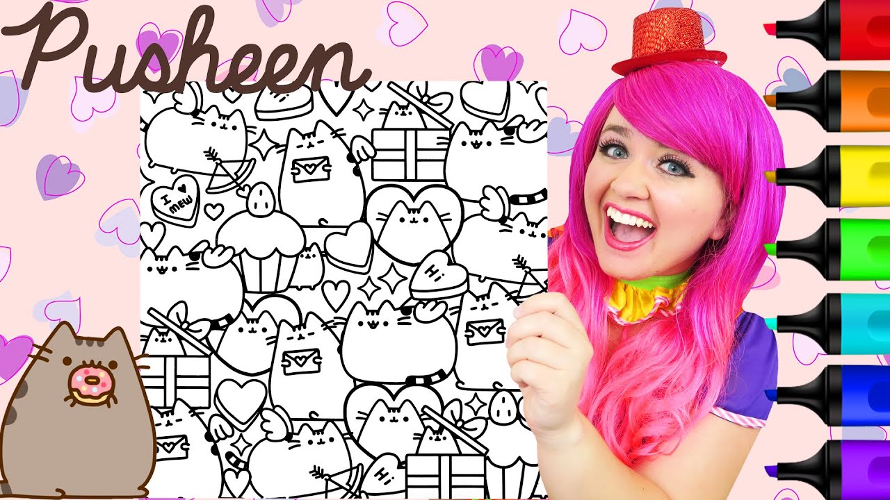 Coloring Pusheen Valentine's Day | Markers - YouTube