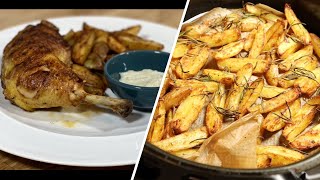 ? Air Fryer Roasted Potatoes & Crispy Fried Chicken Recipe with Creamy Aioli Dip ?