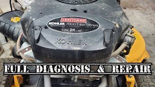 Kohler Elite 7000 Riding Mower Engine Won't Start, Dies After Starting - No Power