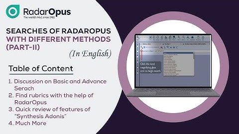 RADAROPUS - QUICK SEARCH, TAKE RUBRICS AND ANALYSIS (VIDEO-2, English)