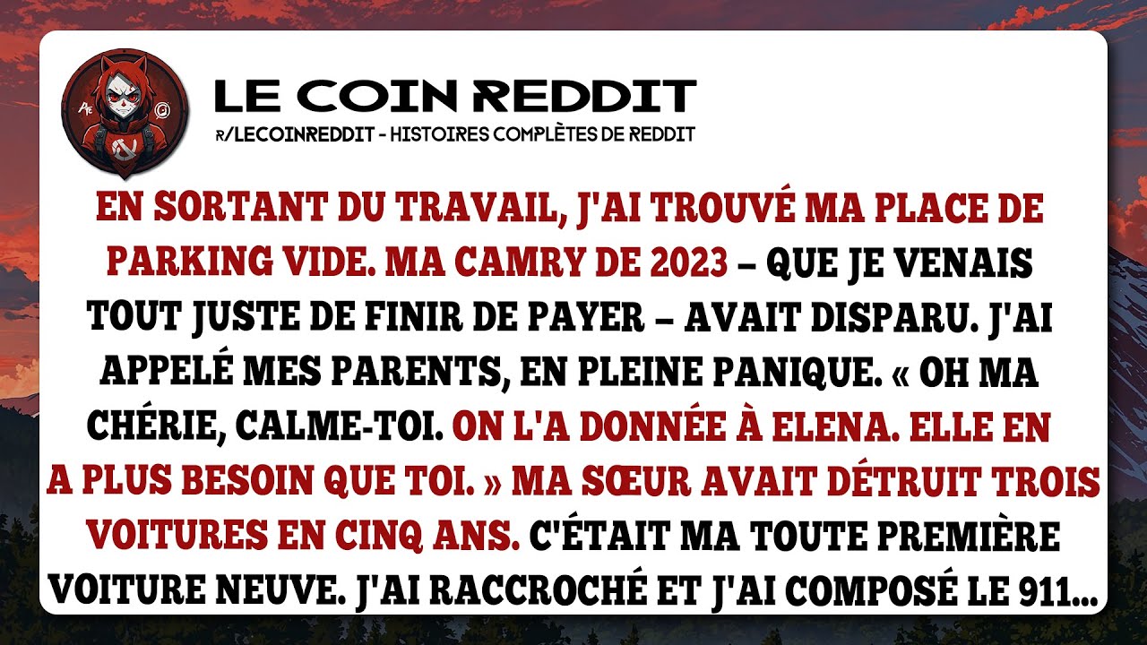 En sortant du travail, j'ai trouvé ma place de parking vide. Ma Camry de 2023 — que je venais tout