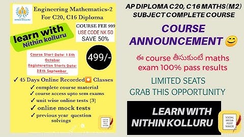 ap diploma c20, c16 maths M2 subject course launch| ap diploma maths M2 c20, c16 important questions