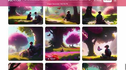PicFinder AI Demo - Realtime image generation - Boy under flower tree prompt