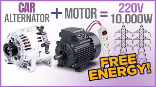 วิธีสร้างเครื่องกำเนิดไฟฟ้าพลังงานฟรีด้วย CAR ALTERNATOR และ MOTOR