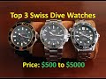 Top 3 Swiss Dive Watches (Glycine, Oris, & Omega) from $500 to $5000