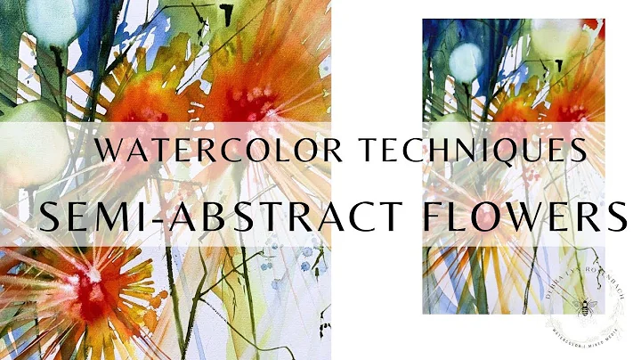 Abstract flowers in watercolor and bringing light ...