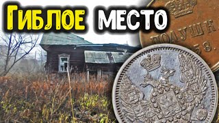 картинка: Гиблое место! Шурф фундамента в заброшенной деревне, нашел редкую монету! Коп с металлоискателем!