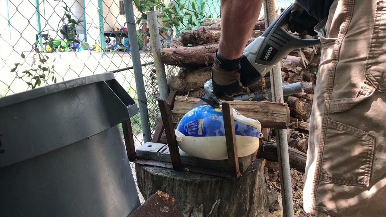 CUTTING A FROZEN TURKEY IN HALF YouTube
