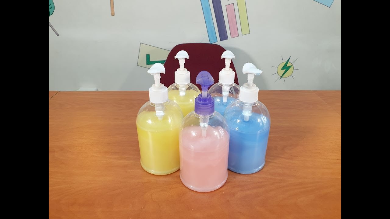تحضير سائل تغسيل اليدين. سائل الصابون.