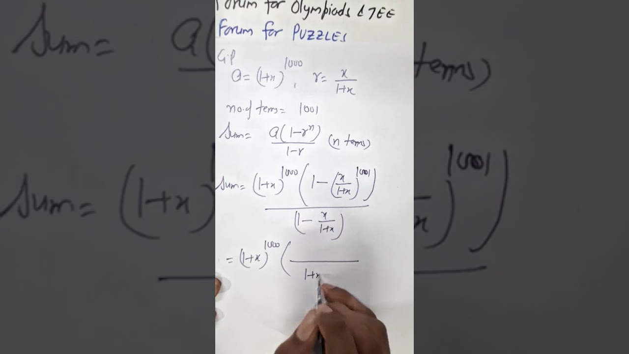 JAN 28 2026 E Sum of coefficients of X⁴⁹⁹ and X⁵⁰⁰ in (1+X)¹⁰⁰⁰+X(1+X)⁹⁹⁹+X²(1+X)⁹⁹⁸+....X¹⁰⁰⁰ is 
