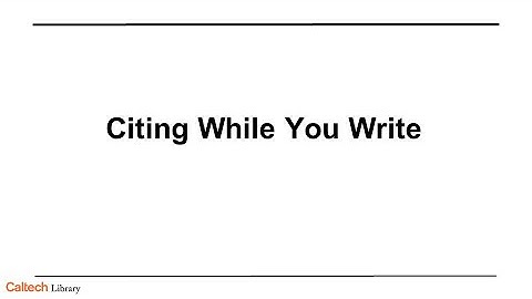 Zotero: Citing While You Write