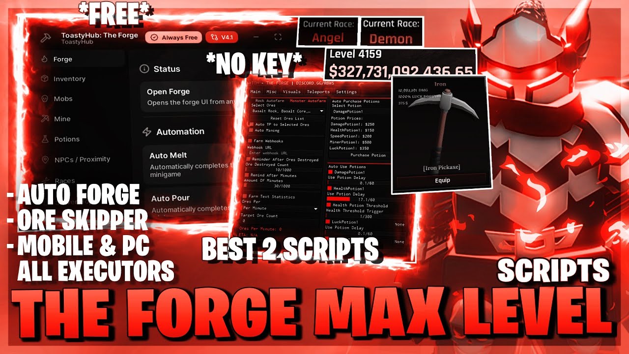 THE FORGE Script NO KEY Pastebin 2025 – Auto Forge, Auto Farm, Ore ESP ...