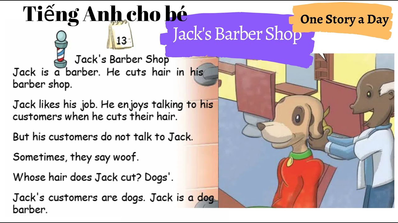 One Story A Day Jack's Barber Shop Tiếng Anh cho trẻ em Kể chuyện tiếng Anh YouTube