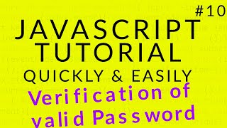 Javascript Tutorial 10 || Verification of valid Password ||  Ujjwal Technical Tips