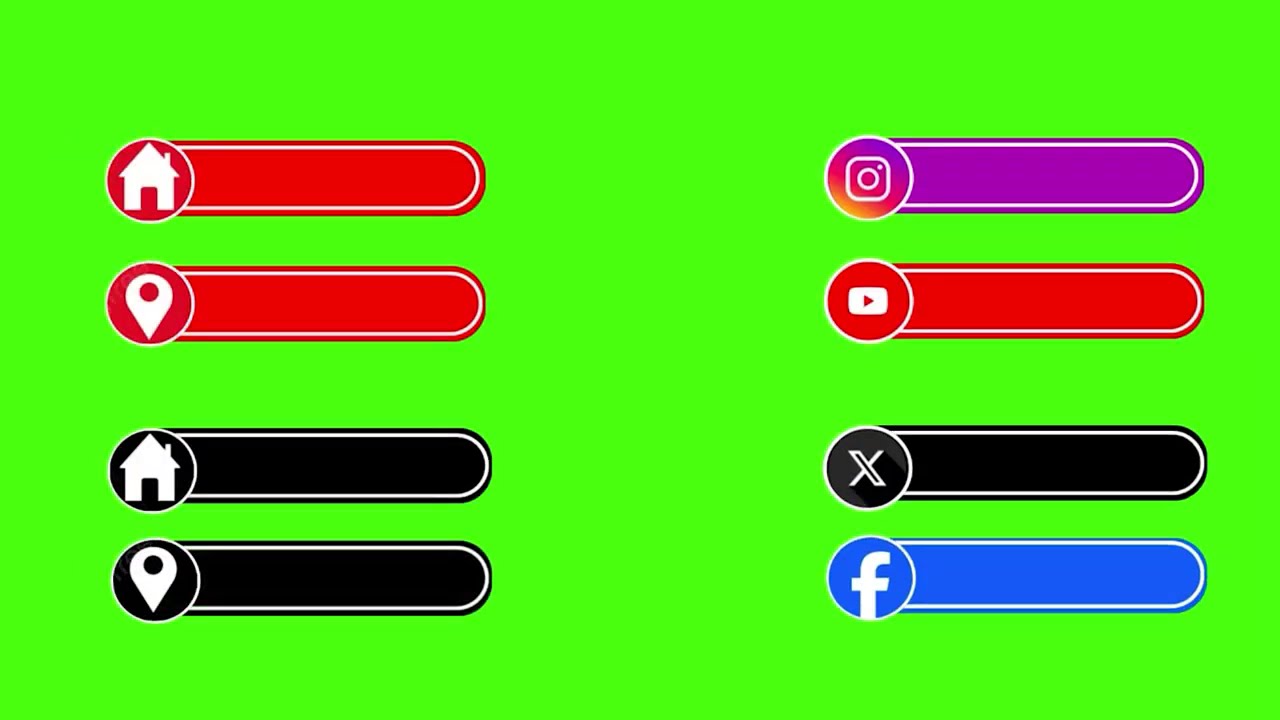 facebook instagram twitter youtube follow button green screen