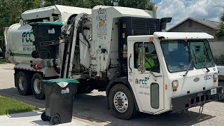 FCC Environmental Services CCC Amrep Automated Side Loader Garbage Truck w/ Special Low Profile Body