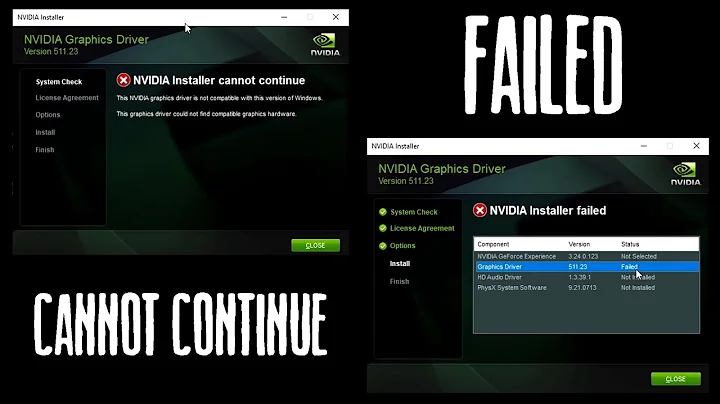 NVIDIA Installer cannot continue / Installer failed FIX