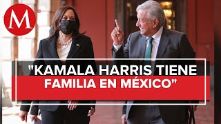 En reunión, Kamala Harris me recordó que tiene un primo en México, dice AMLO