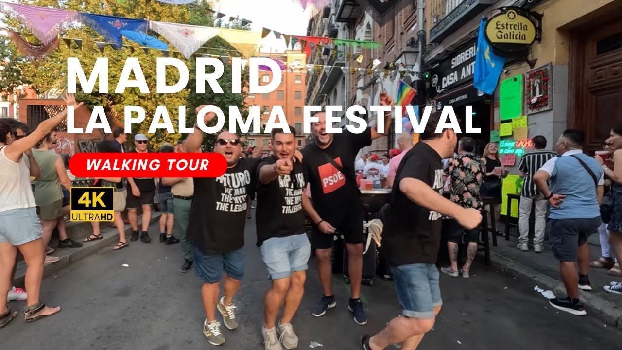 🌸 Madrid’s Biggest August Celebration | La Paloma Festival 2025 Walking Tour in La Latina 🎶🇪🇸