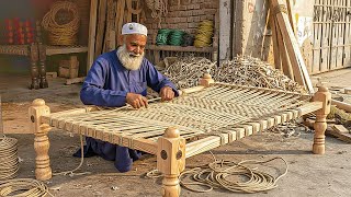 Celebrity Traditional Rope Bed Making | Wonderful Designed Nylon Rope Cot Weaving By Old Man! Profile