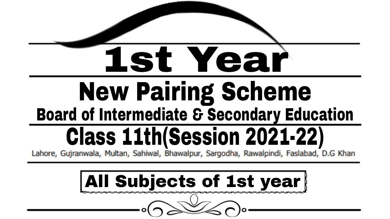 1st Year Pairing Scheme 2021 I New Paper Pairing Scheme 2021 I All Punjab Boards Pairing Scheme 2021
