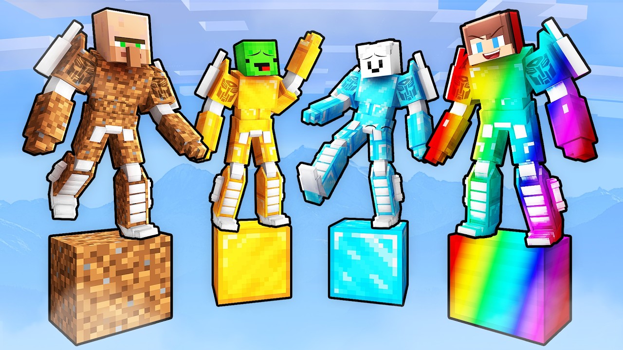Mikey vs JJ vs Friends: ONE BLOCK TRANSFORMER BATTLE (Minecraft Maizen)