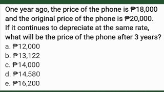 Original price of the phone is ₱20,000. If it depreciate at the same rate.. price after 3 years