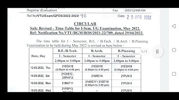 VTU 1st sem revised timetable released -2022