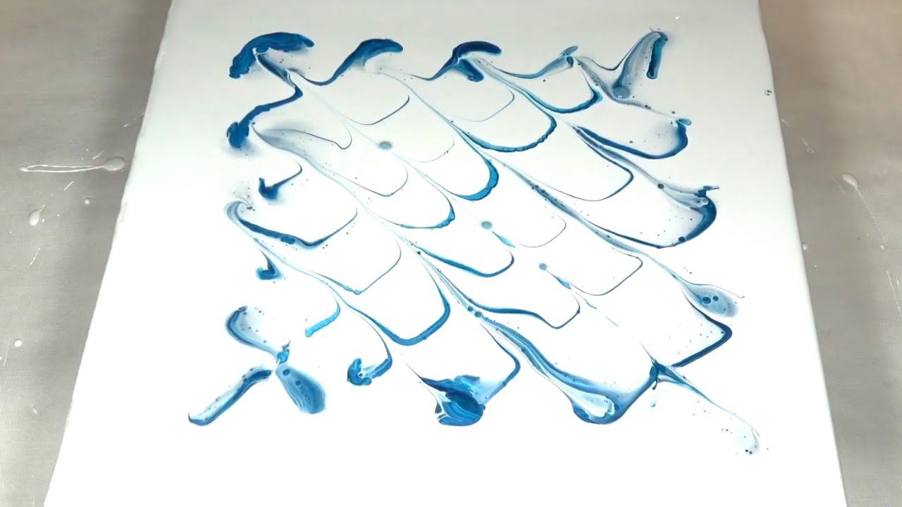 Combo Injection Spin Pour Technique – Blue Metallic – Acrylic Pouring – Lace Cells –Winter Greetings