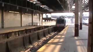 Bilevels Depart Newark Penn Station NJ Transit w Signal
