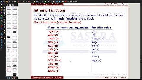 Computational Physics -- FORTRAN 90/95 Intrinsic functions -- MSc., SASTRA |Lecture-5|