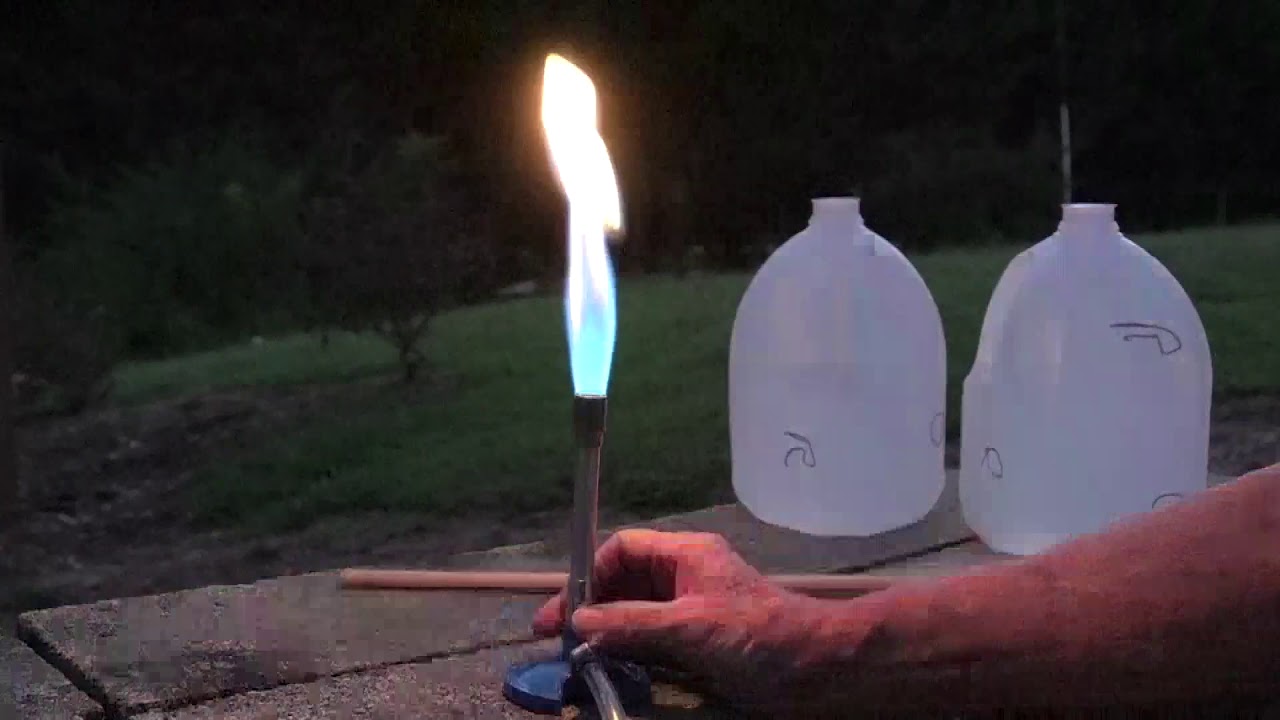 Flame Treating a Polyethylene Jug with Oxidizing and Reducing Flames